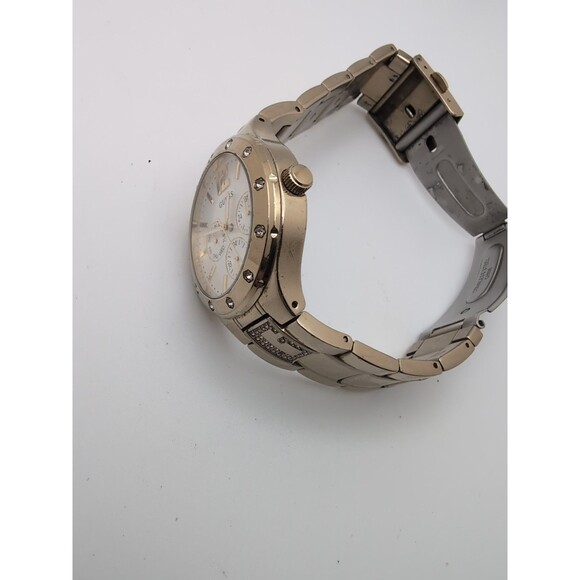 GUESS Women's U15078L1 Quartz Analog Chrono Dress Watch. Good Tone w Crystal "G" - Picture 7 of 9
